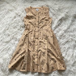 Alice Roi Floral‎ Embroidered Pleated Fit & Flare Dress